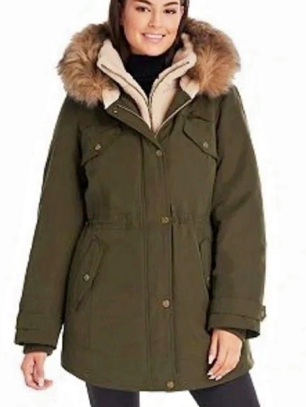 Koolaburra by UGG Women's Faux Fur Trim Parka Green Size Medium